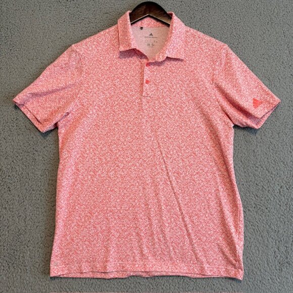 Adidas Polo Shirt Mens L Golf Parley Ocean Plastic Geometric All Over Print Cool - Picture 1 of 15